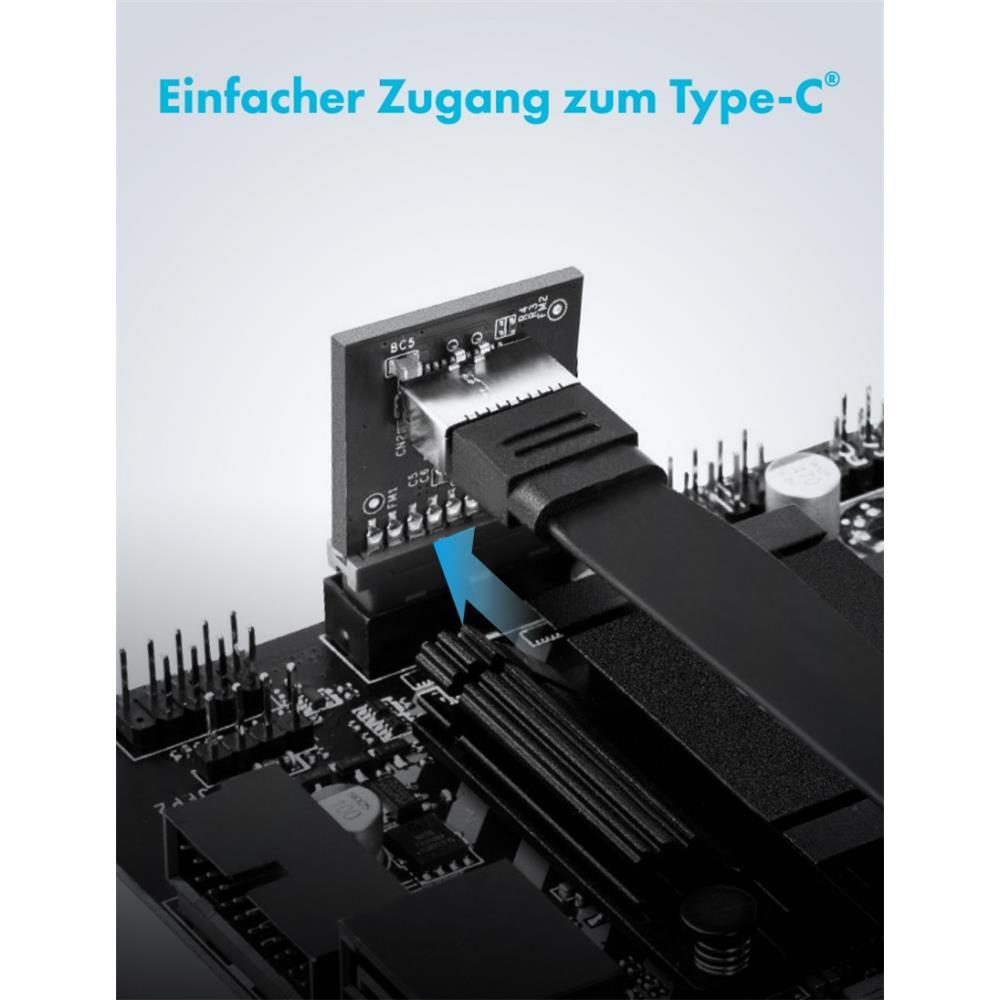 GRAUGEAR USB 3.0 Internal Header Adapter 19 Pin auf USB 3.1 Type E Key A gewinkelt
