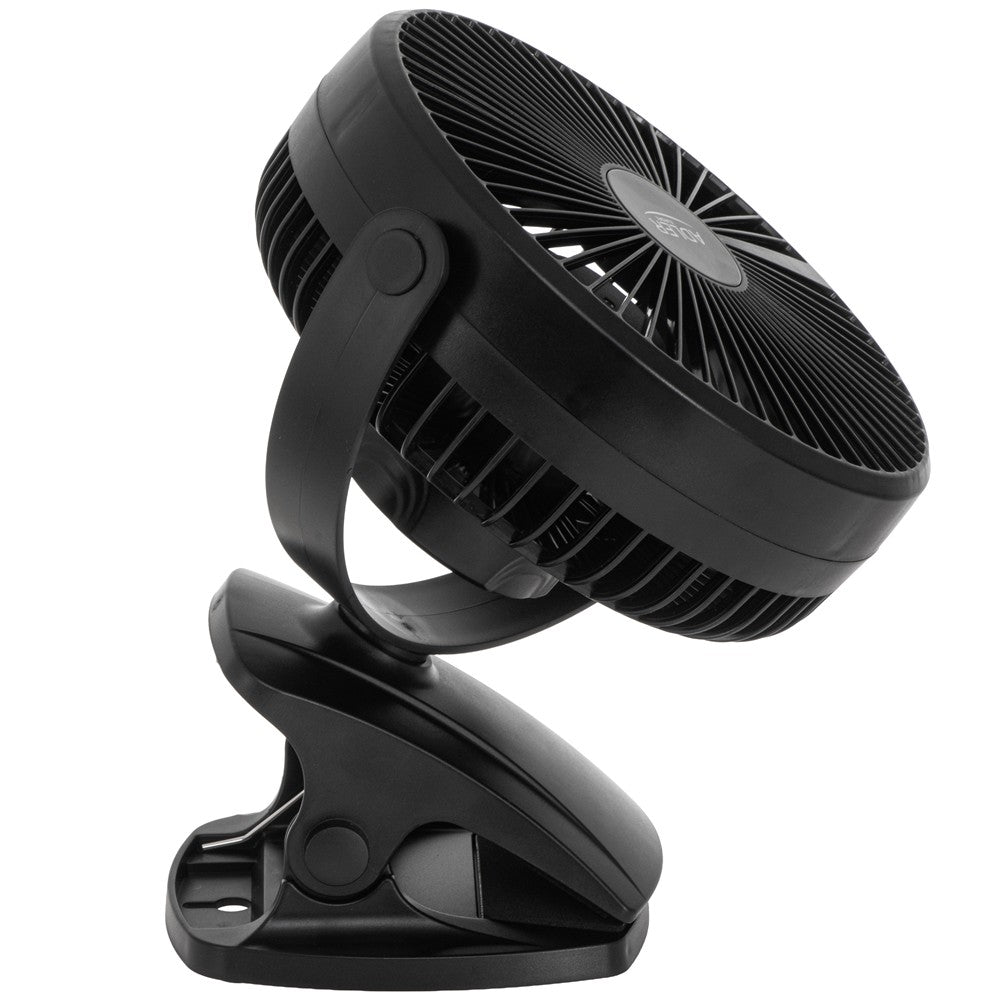 Adler AD 7342b Akku Ventilator mit Clip, USB Tischventilator 15,5 cm, Camping Ventilator, Clip Ventilator für Schreibtisch, Wohnmobil, Zelt und Büro, Schwarz