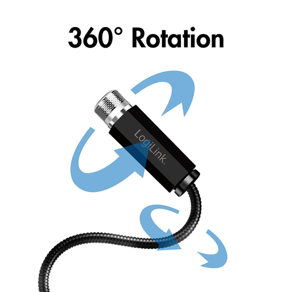 LogiLink USB-A LED-Sternenlicht, 6-Lichtmuster, mit flexiblem Hals