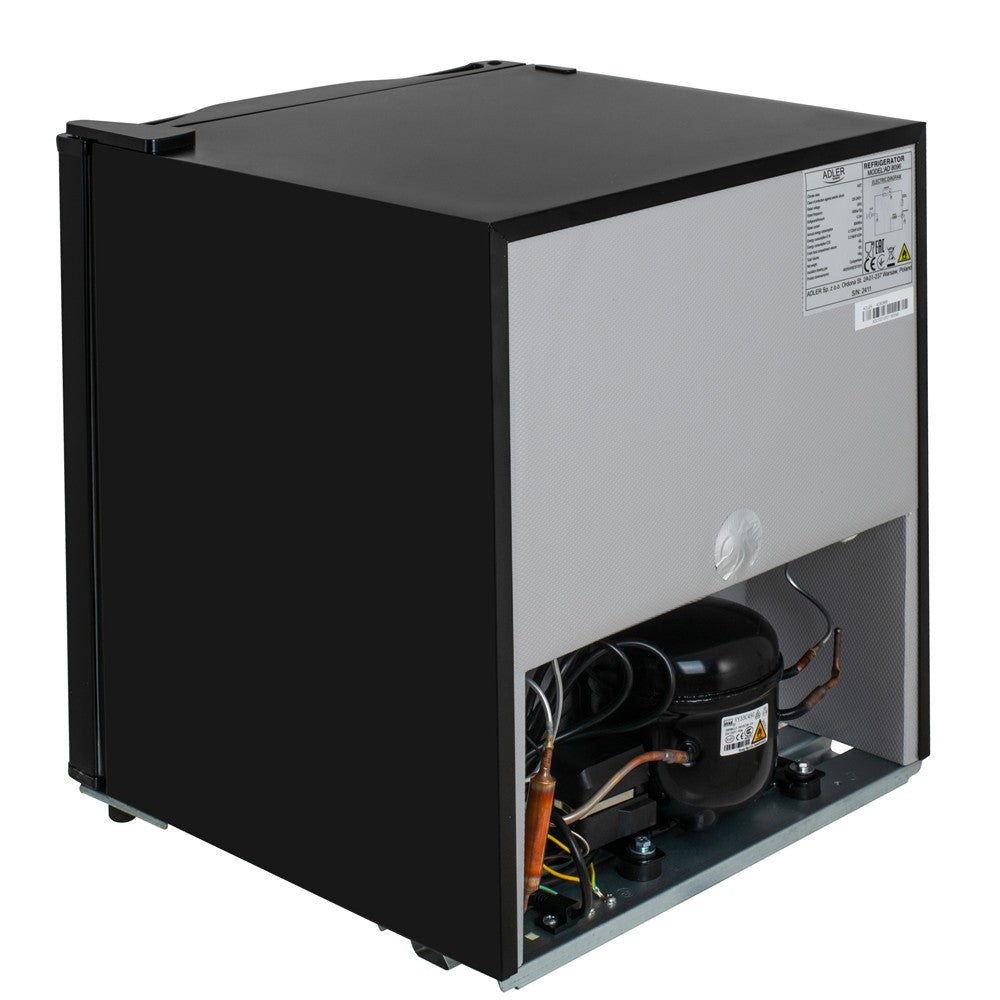Adler AD 8096b Mini Kühlschrank 45L Metalltür Abtausystem 6 stufige Kühlregelung, für Getränke, Büro, Hotel, Gästezimmer und Ferienwohnung Schwarz