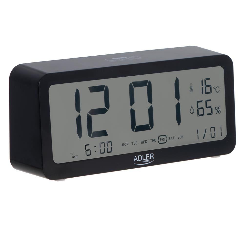 Adler AD 1195b Digitaler Wecker batteriebetrieben mit Temperaturanzeige Schwarz