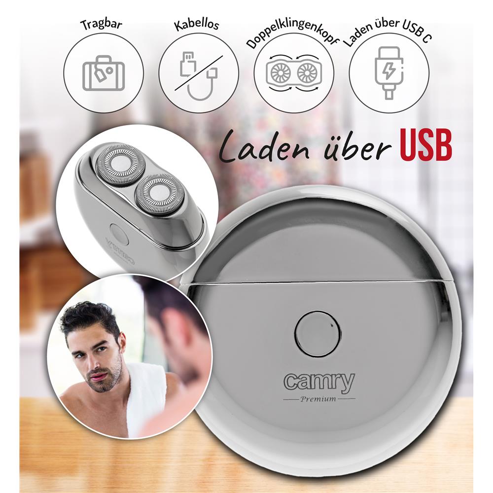 Adler AD 2937 Reiserasierer silber – Kompakt & kabellos für unterwegs