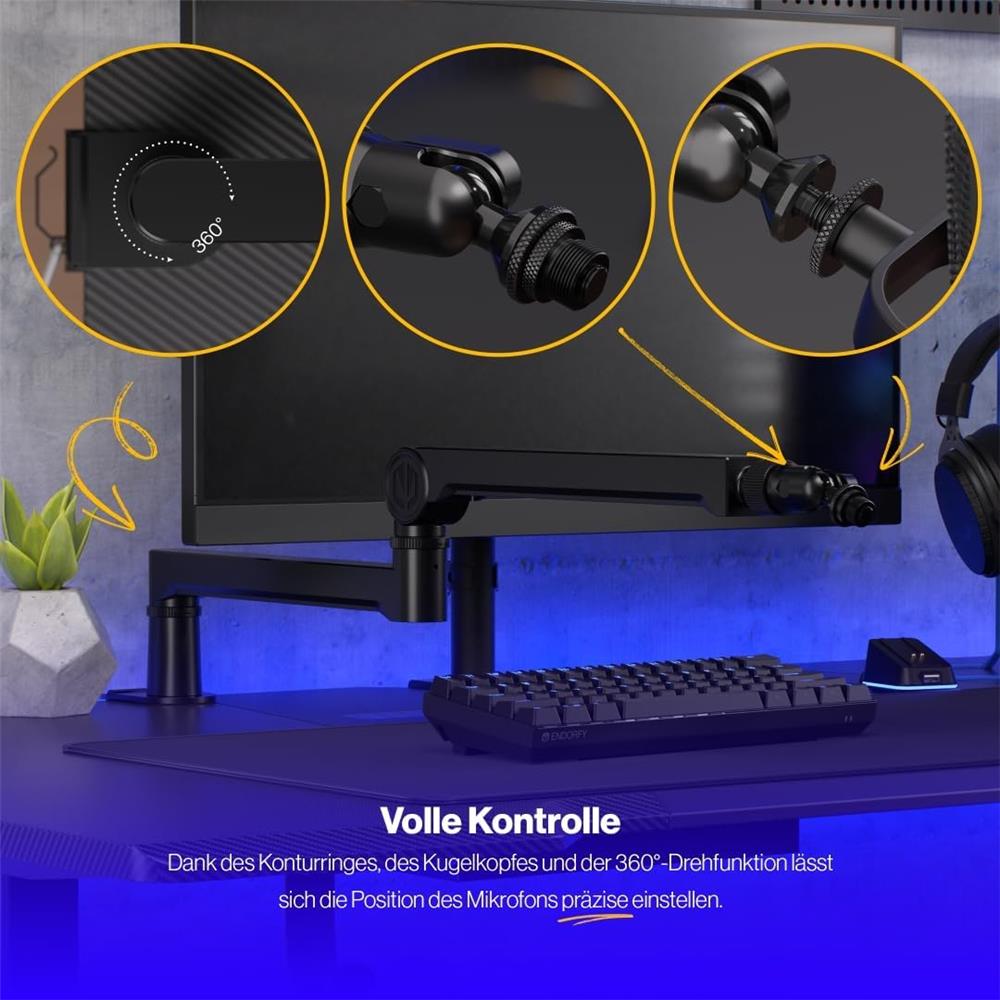 ENDORFY Broadcast Low Profile Boom Arm Mikrofonarm für Streaming und Podcasting