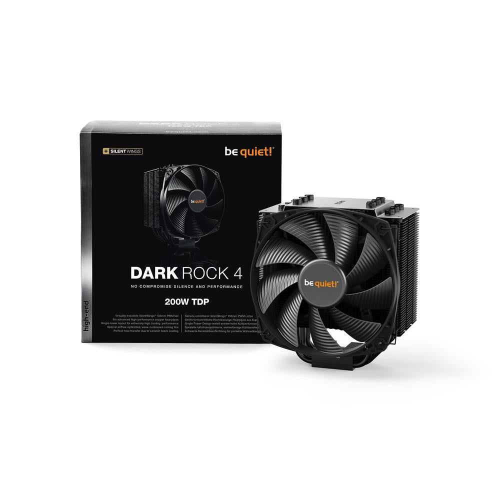 be quiet! Dark Rock 4 CPU Luftkühler hohe Kühlleistung von 200W TDP Silent Wings 135mm PWM Lüfter schwarz