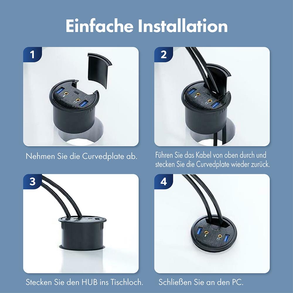 GRAUGEAR USB 3.0 Tisch Hub mit Audioanschlüssen