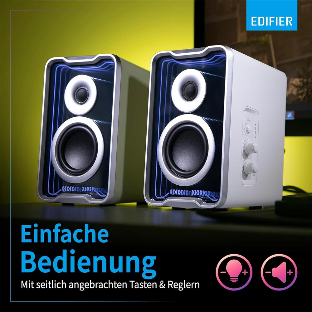 Edifier QR30 Weiß – Aktiver 30W Desktop-Lautsprecher mit Bluetooth 5.4 & RGB