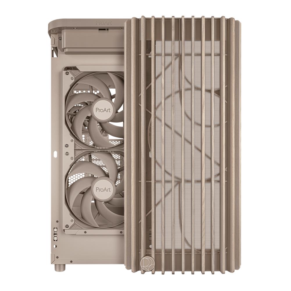 ASUS ProArt PA401 Wood Edition Beige ATX PC Gehäuse mit Mesh Panel und 160 mm Lüftern