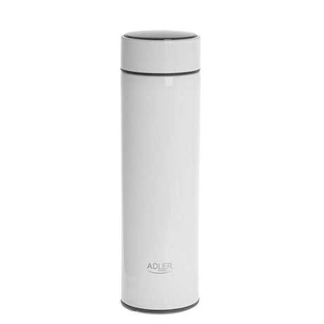 Adler Thermosflasche, 473ml, Weiß, Trinkflasche mit LED-Temperaturanzeige