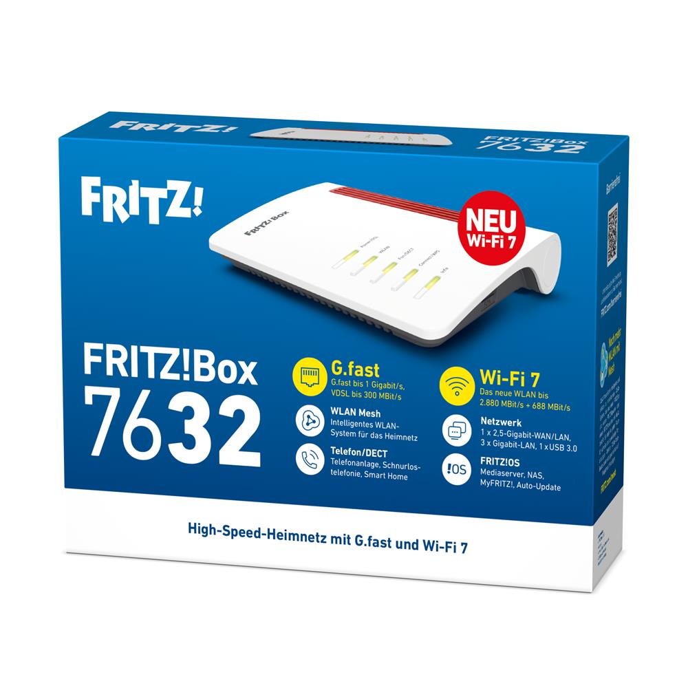 FRITZ!Box 7632 - G.fast und Supervectoring am DSL-Anschluss, Wi-Fi 7 und WLAN Mesh