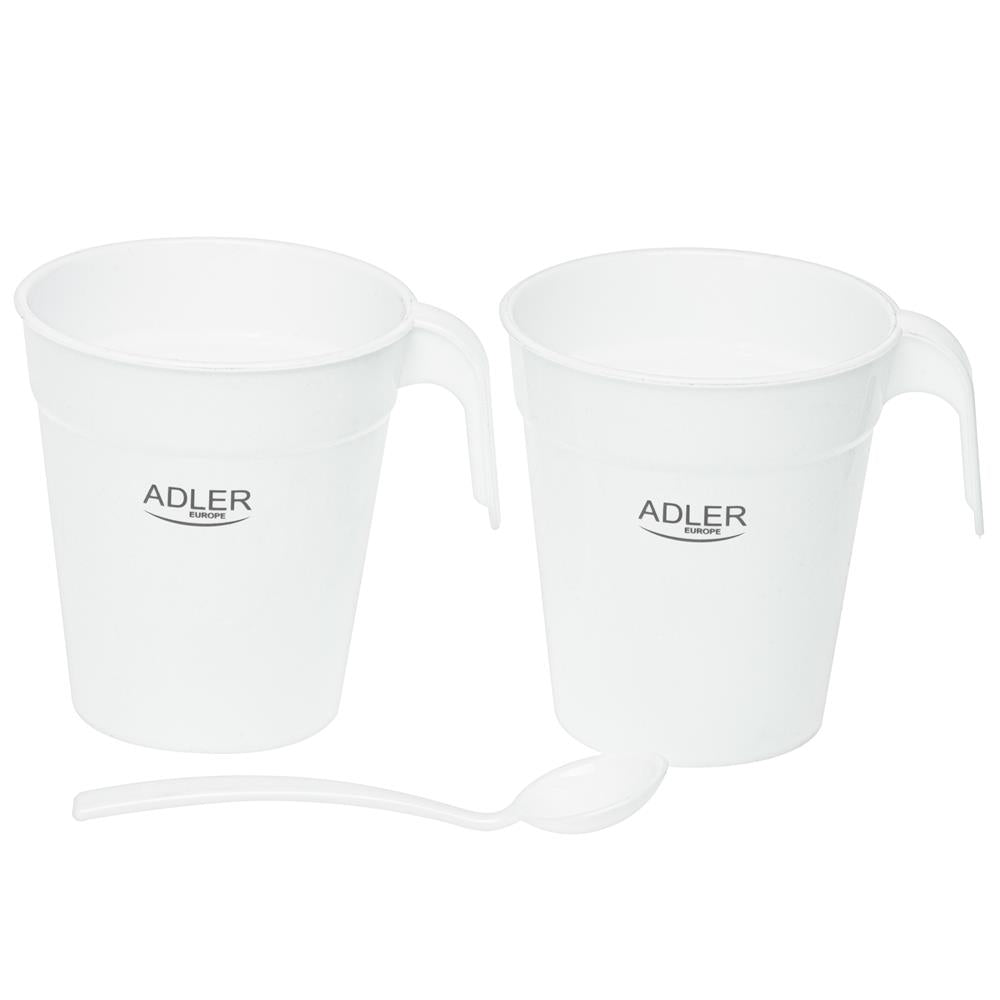 Adler AD 1381 Elektrischer Reisewasserkocher, 0,5 L, inkl. Tassen & Löffel, für Reisen & Camping