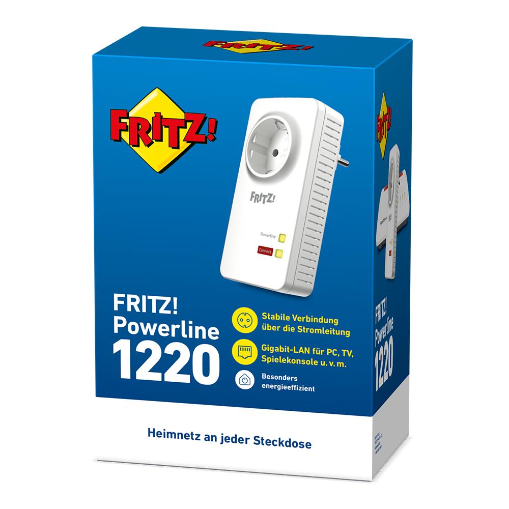FRITZ!Powerline 1220 – Powerline-Adapter mit zwei Gigabit-LAN-Ports