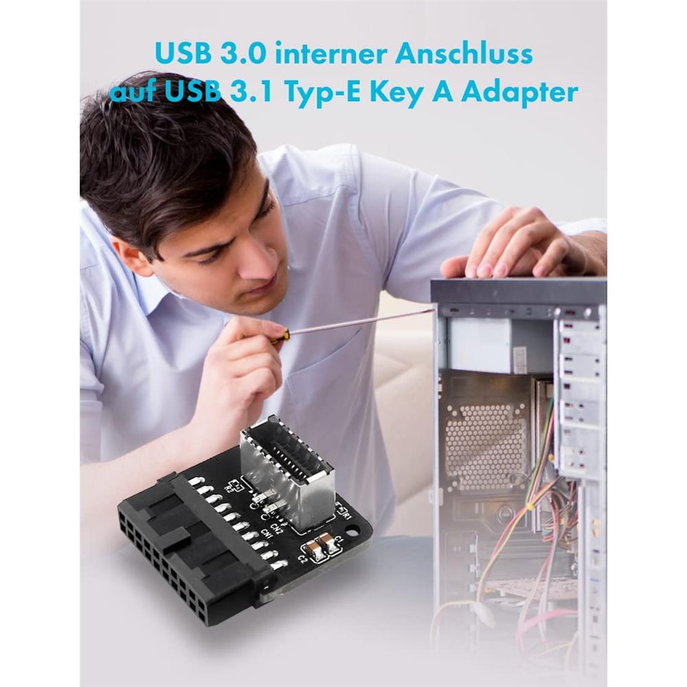 GRAUGEAR USB 3.0 Internal Header Adapter 19 Pin auf USB 3.1 Type E Key A gewinkelt