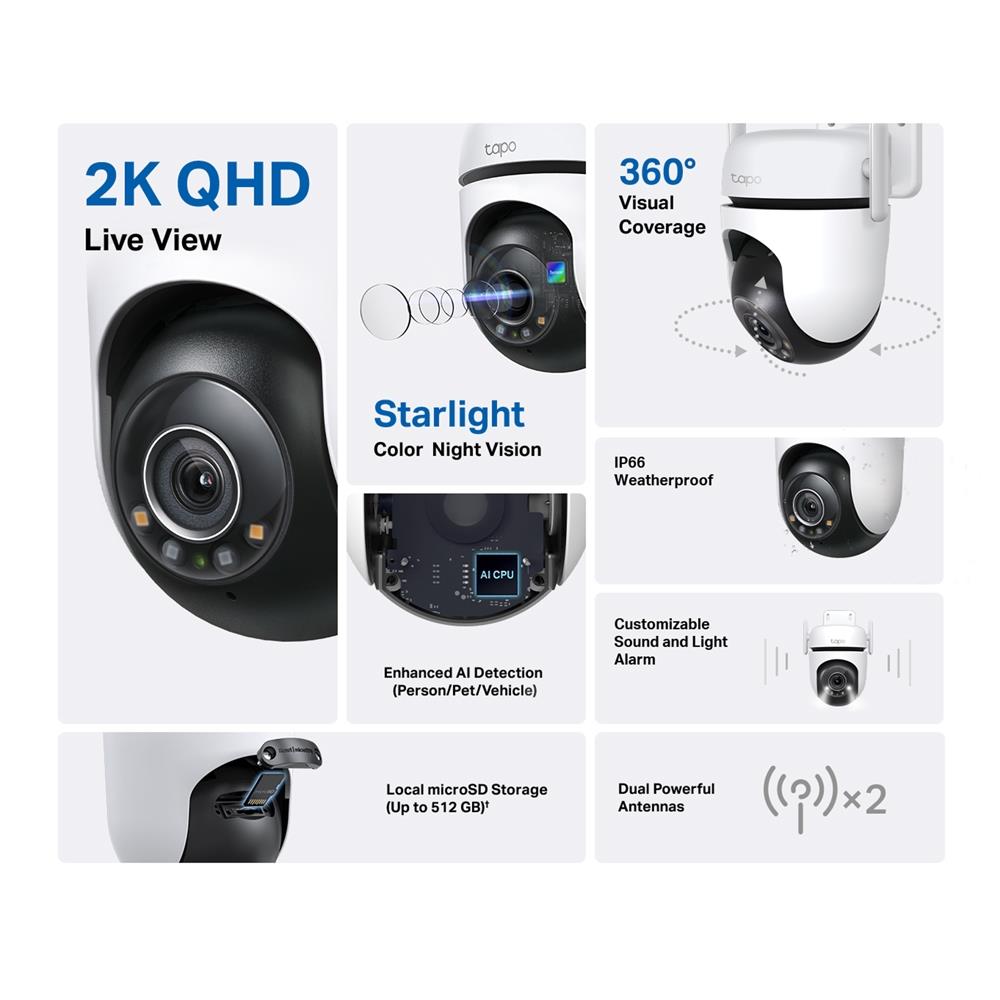 TP-Link Tapo C520WS Outdoor WLAN Kamera 2K schwenkbar neigbar IP66 Nachtsicht