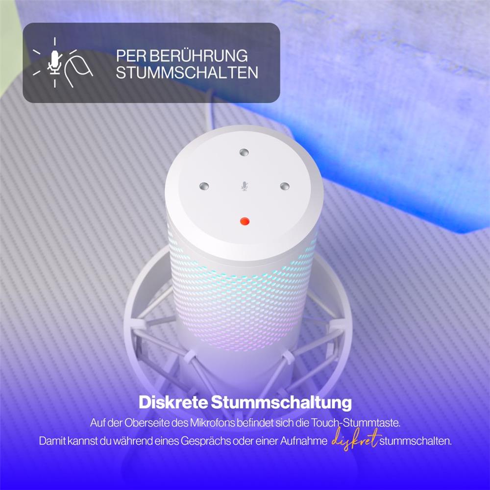 ENDORFY AXIS Streaming Onyx White USB Mikrofon mit RGB und Kopfhöreranschluss