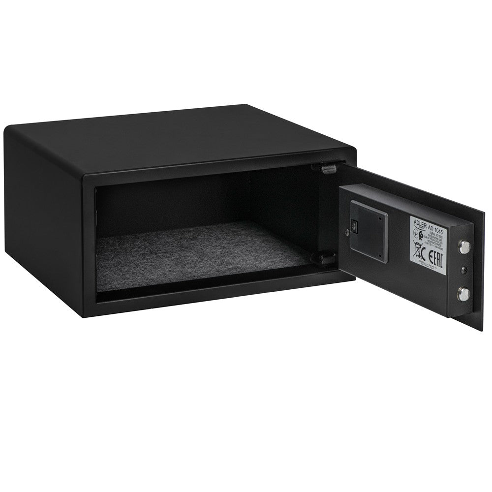Adler AD 1045 Tresor 14 L, Möbeltresor mit Zahlencode, elektronischem Schloss, Notschlüssel, Alarmfunktion, Dokumententresor für Zuhause Hotel Büro, Schwarz