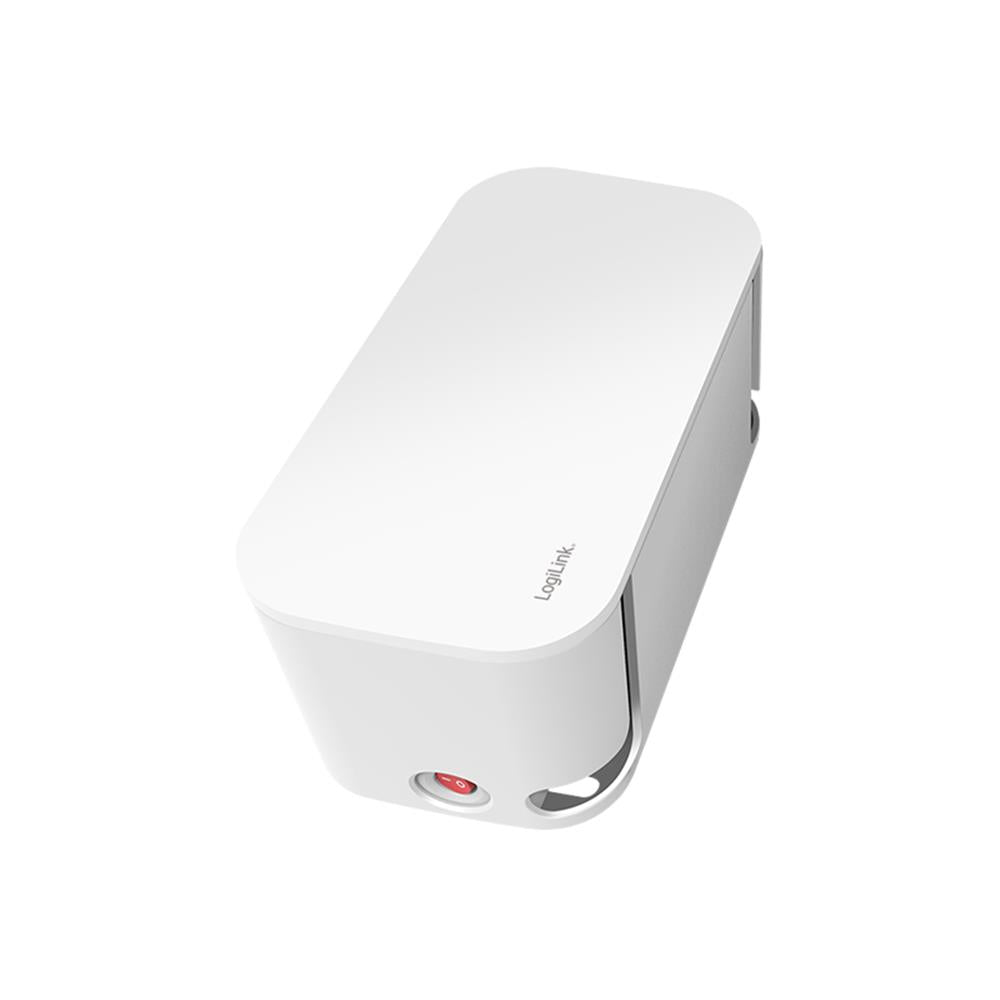 LogiLink Kabelbox mit 5 fach Steckdosenleiste und 3 USB Weiß