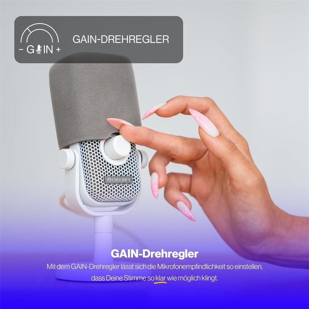 ENDORFY Solum Voice S Onyx White USB Mikrofon mit RGB und Kopfhöreranschluss
