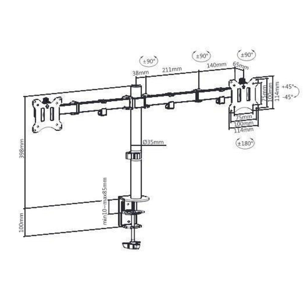 LogiLink Dual Monitorhalterung 2 fach für 17 bis 32 Zoll VESA