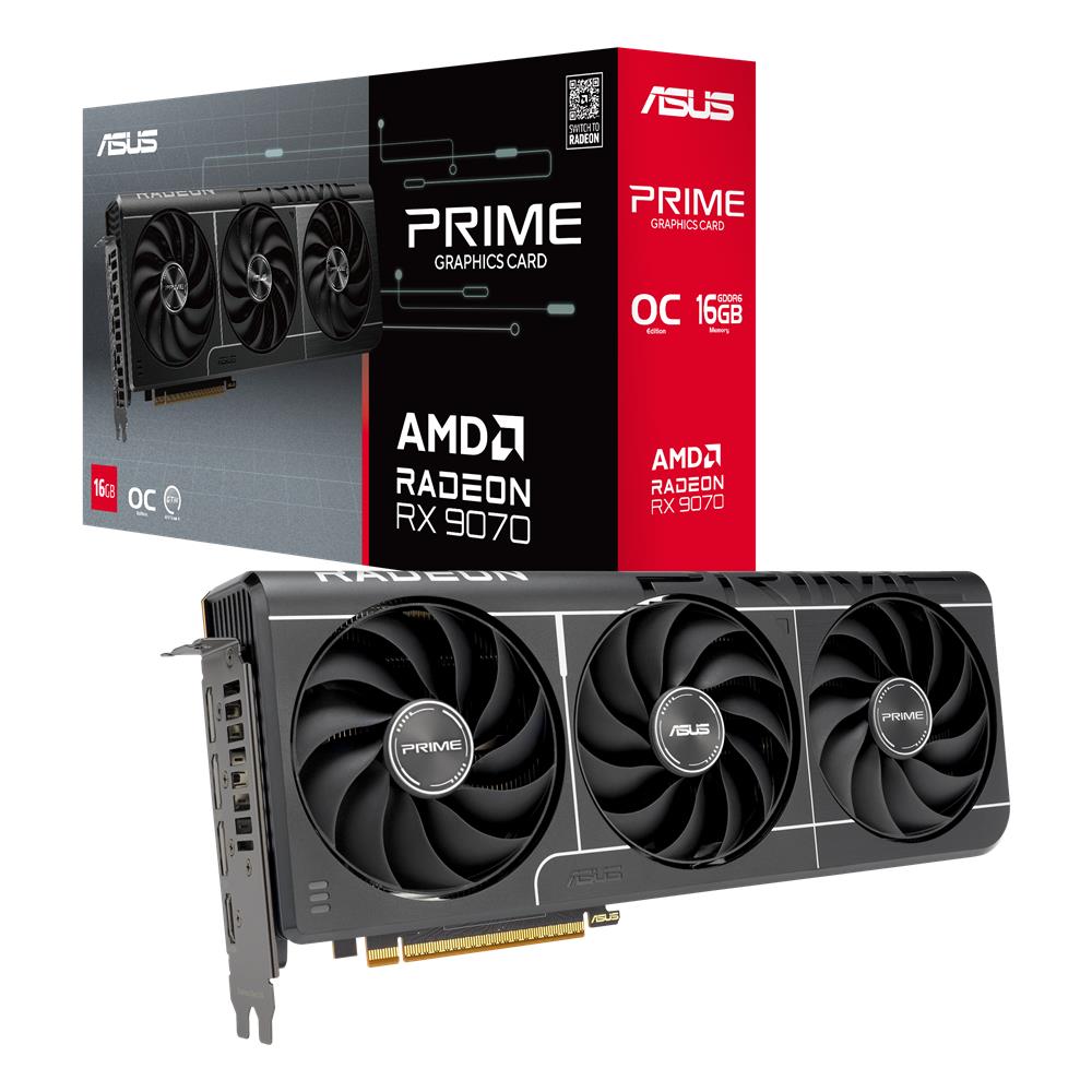 ASUS PRIME Radeon RX 9070 OC 16GB GDDR6 EVO Gaming Grafikkarte PCIe 5.0