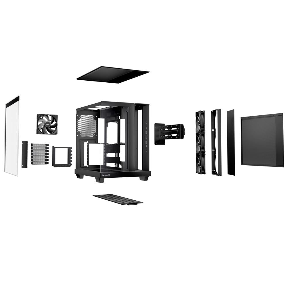 be quiet! Light Base 500 Black PC-Gehäuse vollständig verglaste Front und Seitenfenster Show Case
