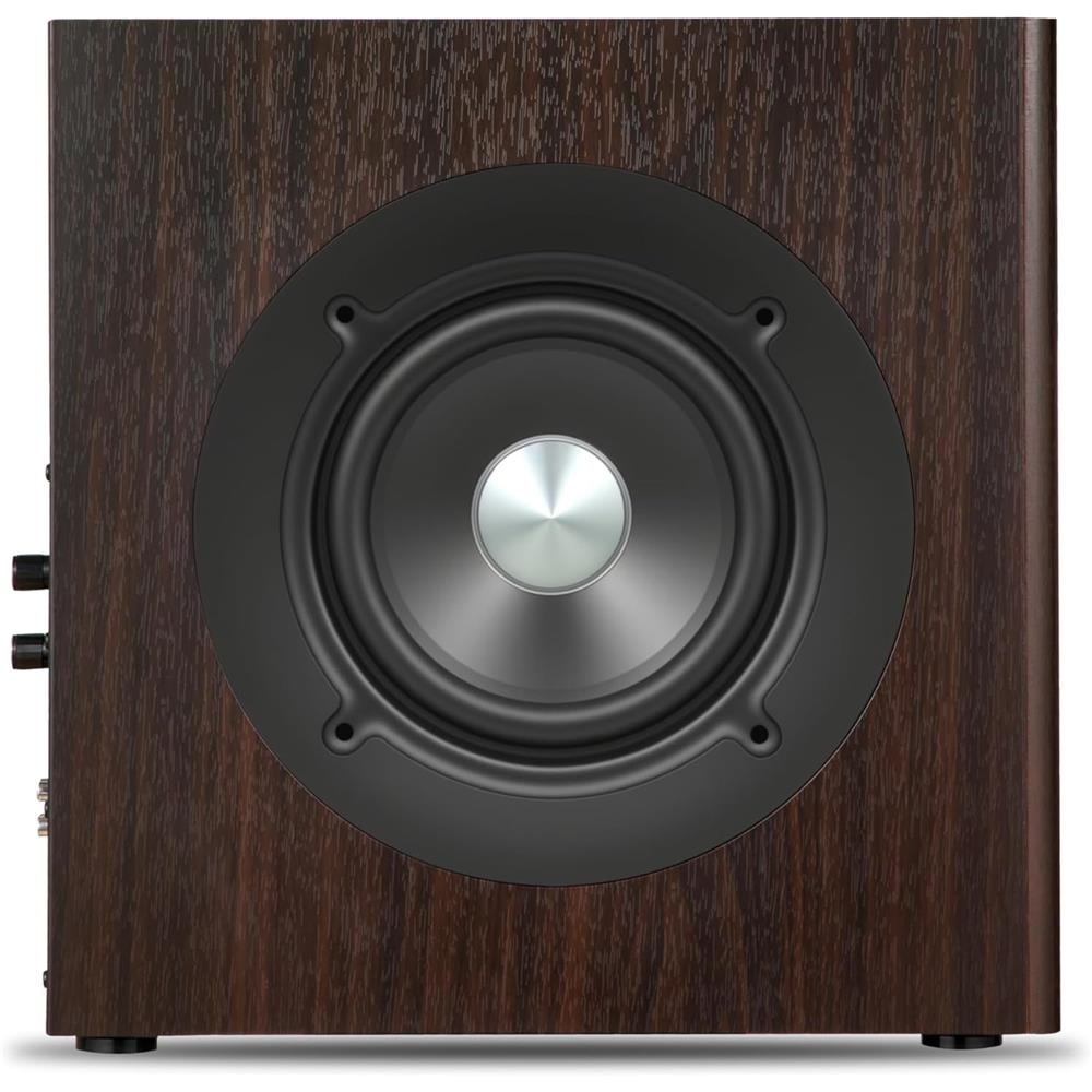 Edifier T5s – Aktiver 8" Subwoofer, 70W RMS, 35 Hz Bass, Braun Holzoptik