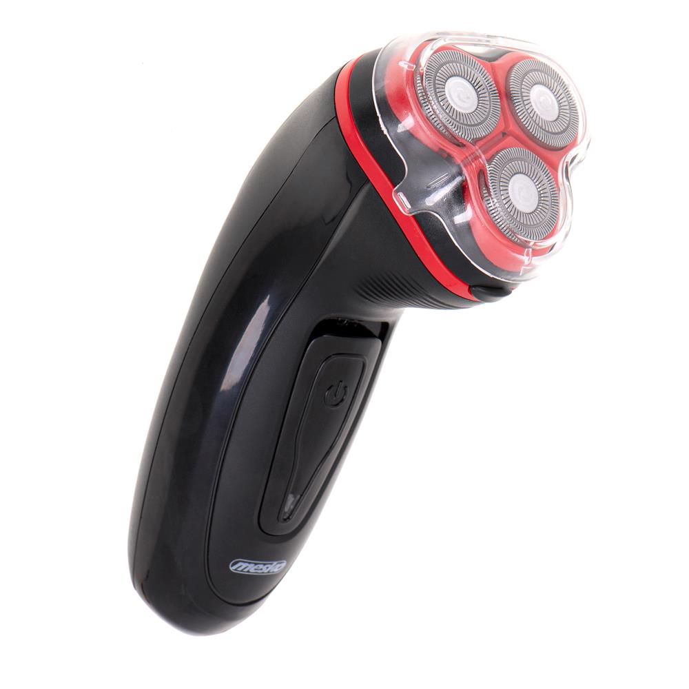 Mesko MS 2926 Herrenrasierer mit 3 Scherköpfen und Pop-up-Trimmer, wiederaufladbar, schwarz/rot