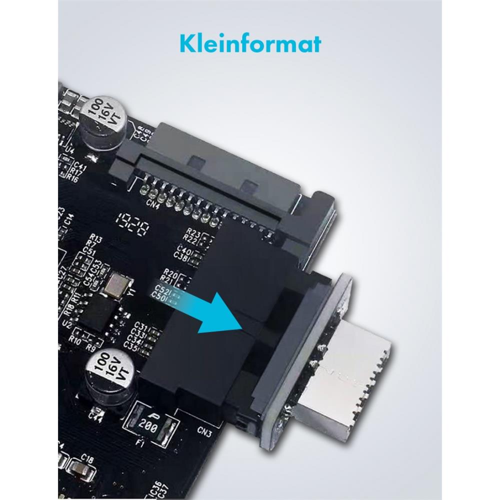 GRAUGEAR USB 3.0 Internal Header Adapter 19 Pin auf USB 3.1 Type E Key A gerade
