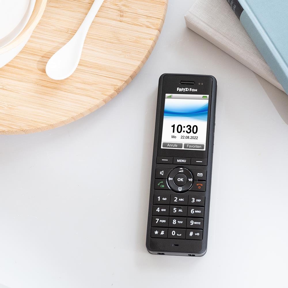 FRITZ!Fon X6 – Schwarzes High-End-DECT-Telefon mit HD-Telefonie & Komfortfunktionen