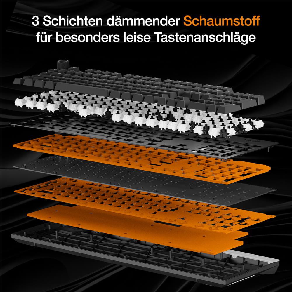 be quiet! Light Mount Silent Linear DE ISO Tastatur mechanische Switches schneller Tastenanschlag 3 Schichten Dämmung
