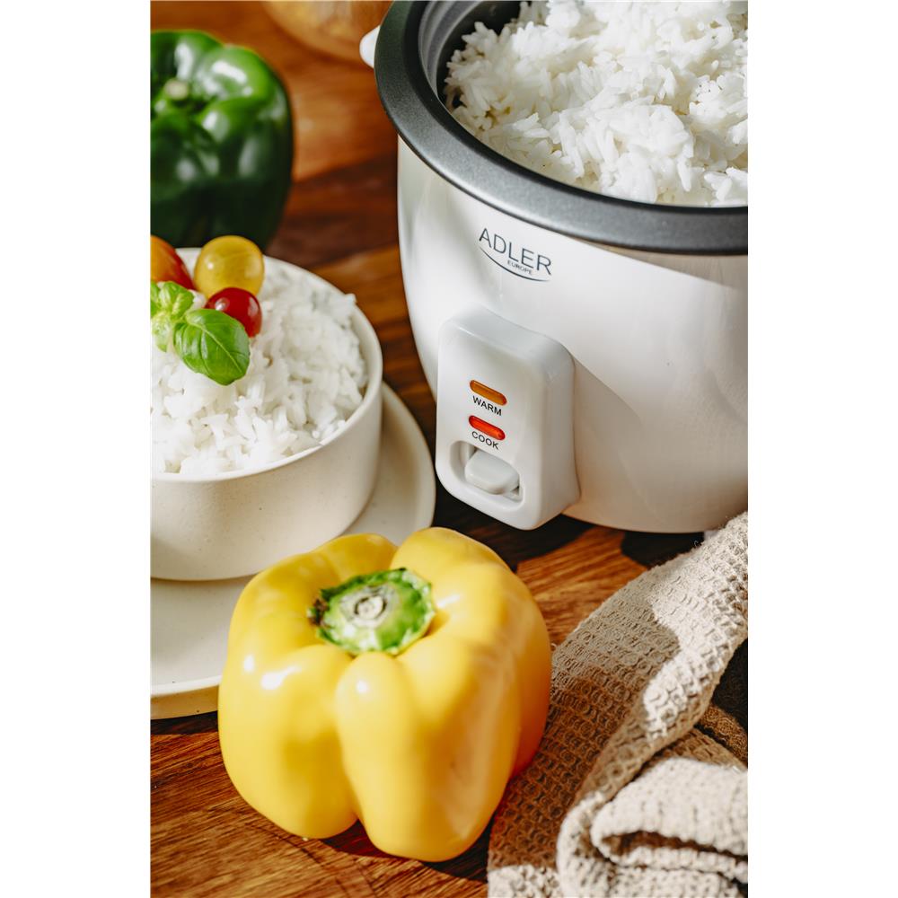 Adler AD 6418 Reiskocher 0,6 Liter kompakt mit Warmhaltefunktion Weiß