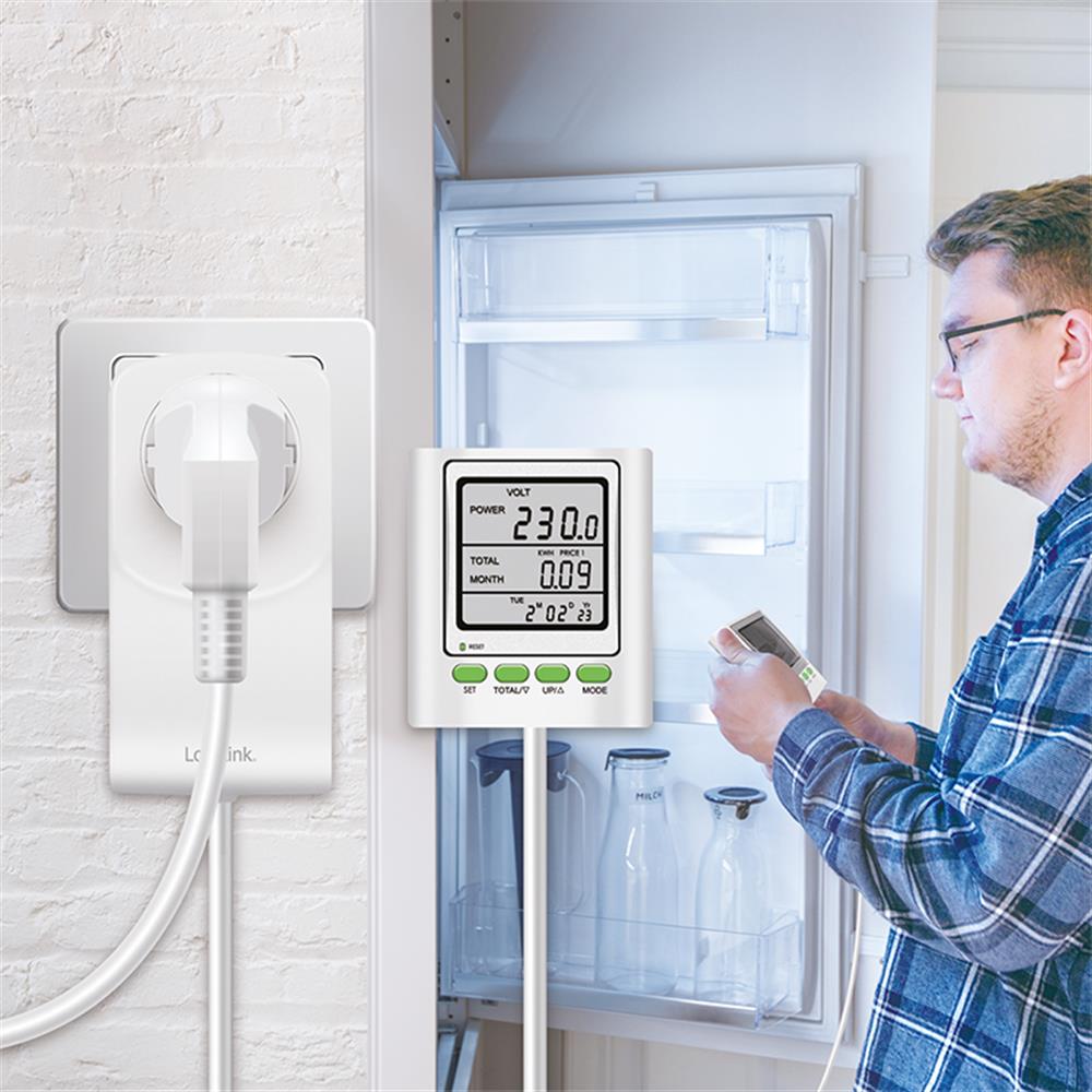 LogiLink Energiekosten-Messgerät mit CO₂-Berechnung & Kabelverlängerung – Strom sparen leicht gemacht