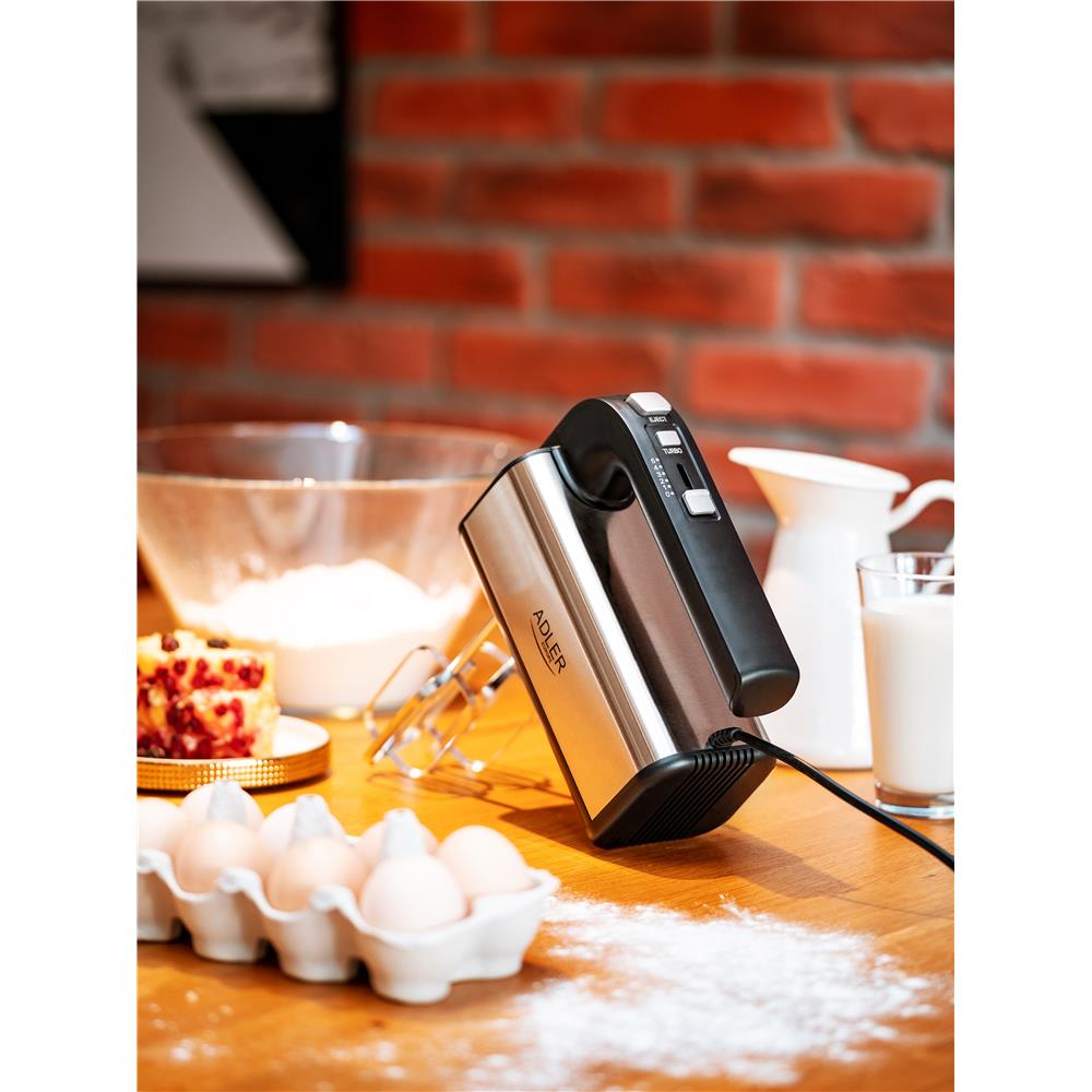 Adler AD 4225 Handmixer 300 W Edelstahl mit 5 Geschwindigkeiten Silber Schwarz