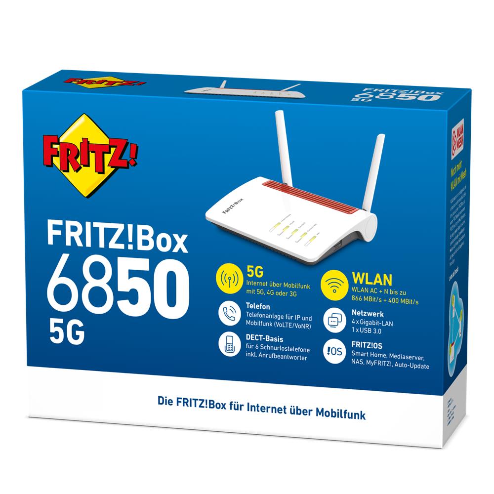 FRITZ!Box 6850 5G – 5G-Router für ultraschnelles mobiles Internet & Smart Home