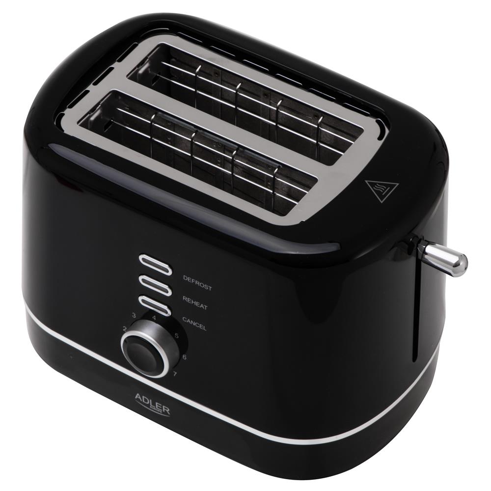 Adler AD 3224 Toaster Schwarz mit Brötchenaufsatz und 7 Stufen