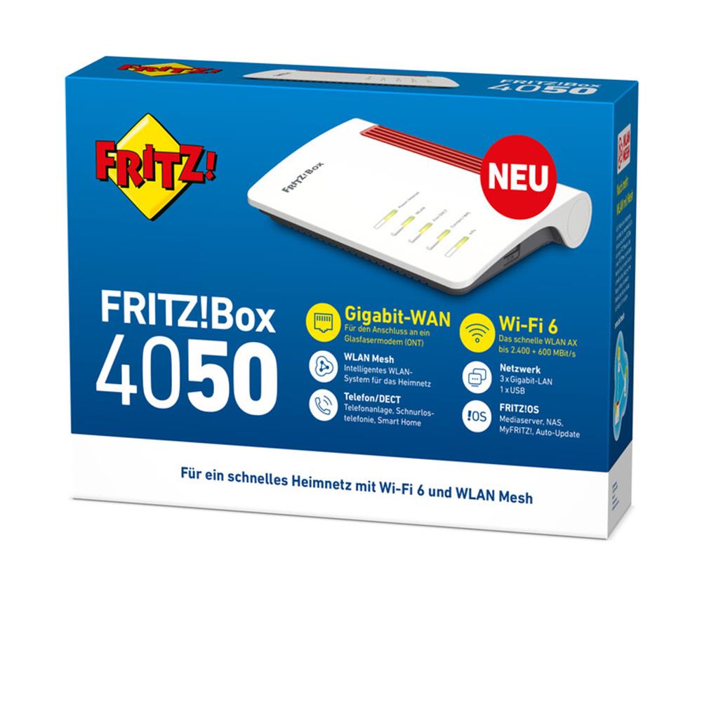 FRITZ!Box 4050 – Leistungsstarker WLAN-Router mit Wi-Fi 6 für Glasfaser & Kabelmodem
