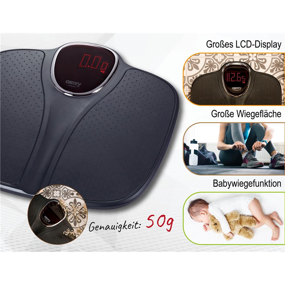 Camry CR 8171 Badezimmerwaage 180 kg – Schwarz, LED-Display, Babywiegemodus
