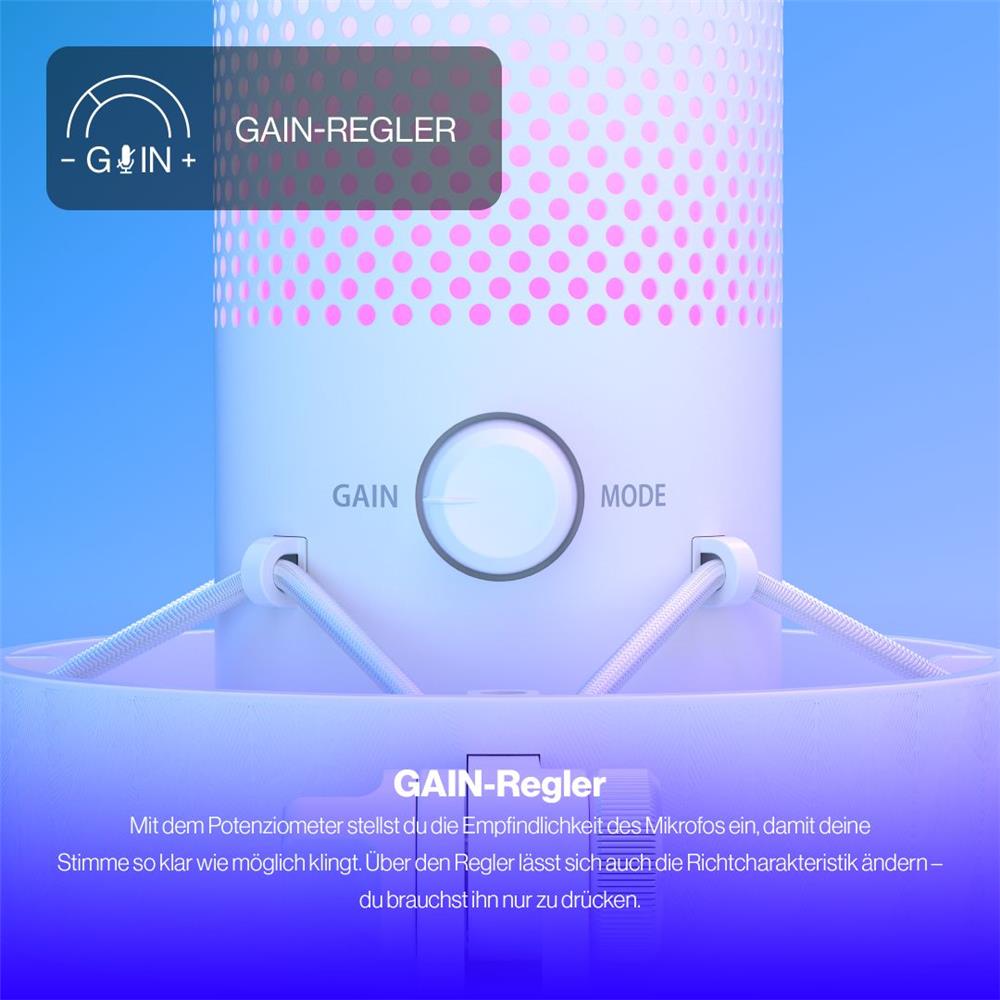 ENDORFY AXIS Streaming Onyx White USB Mikrofon mit RGB und Kopfhöreranschluss
