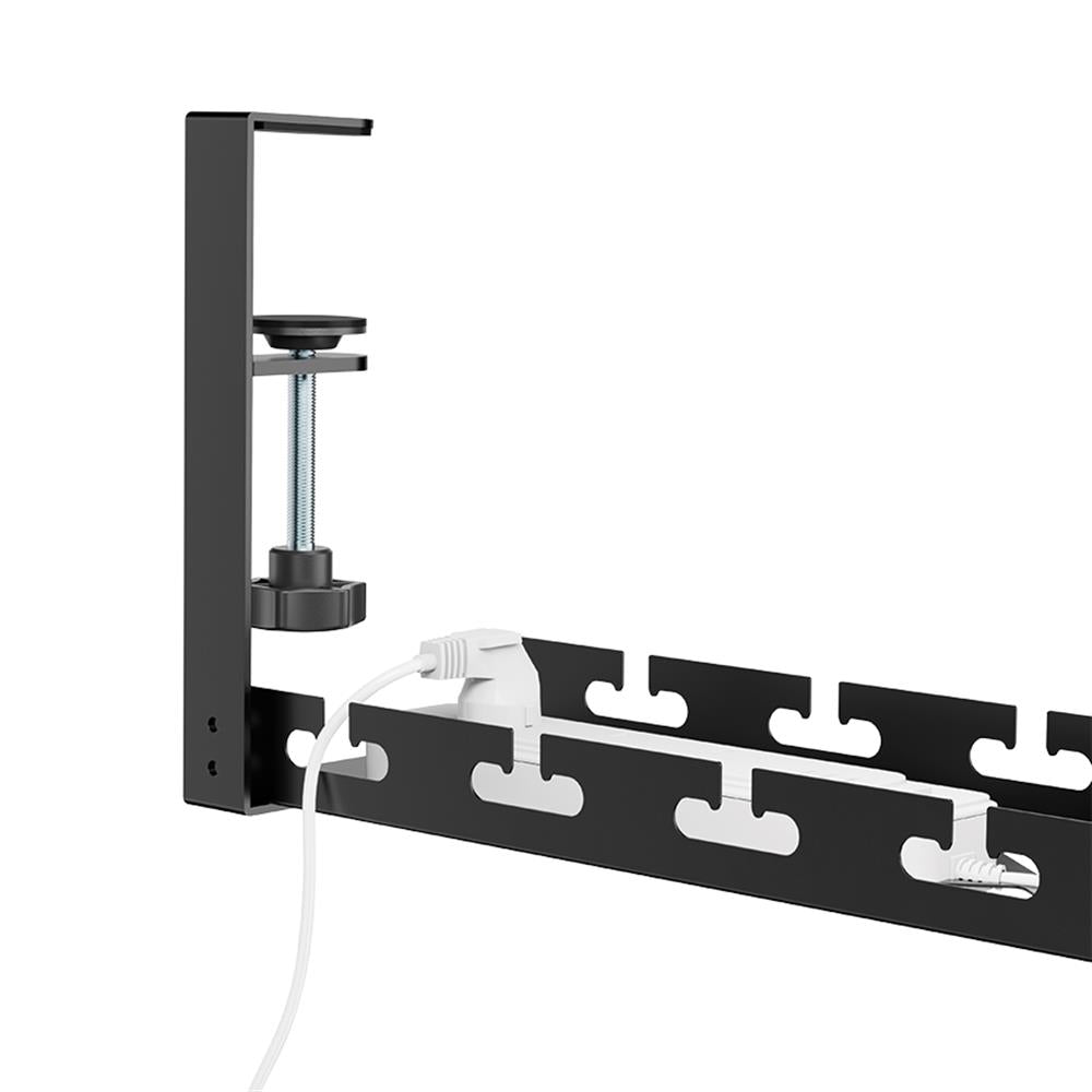 LogiLink Kabelrinnen-Organizer für Untertischmontage, ausziehbar, Metall, Schwarz