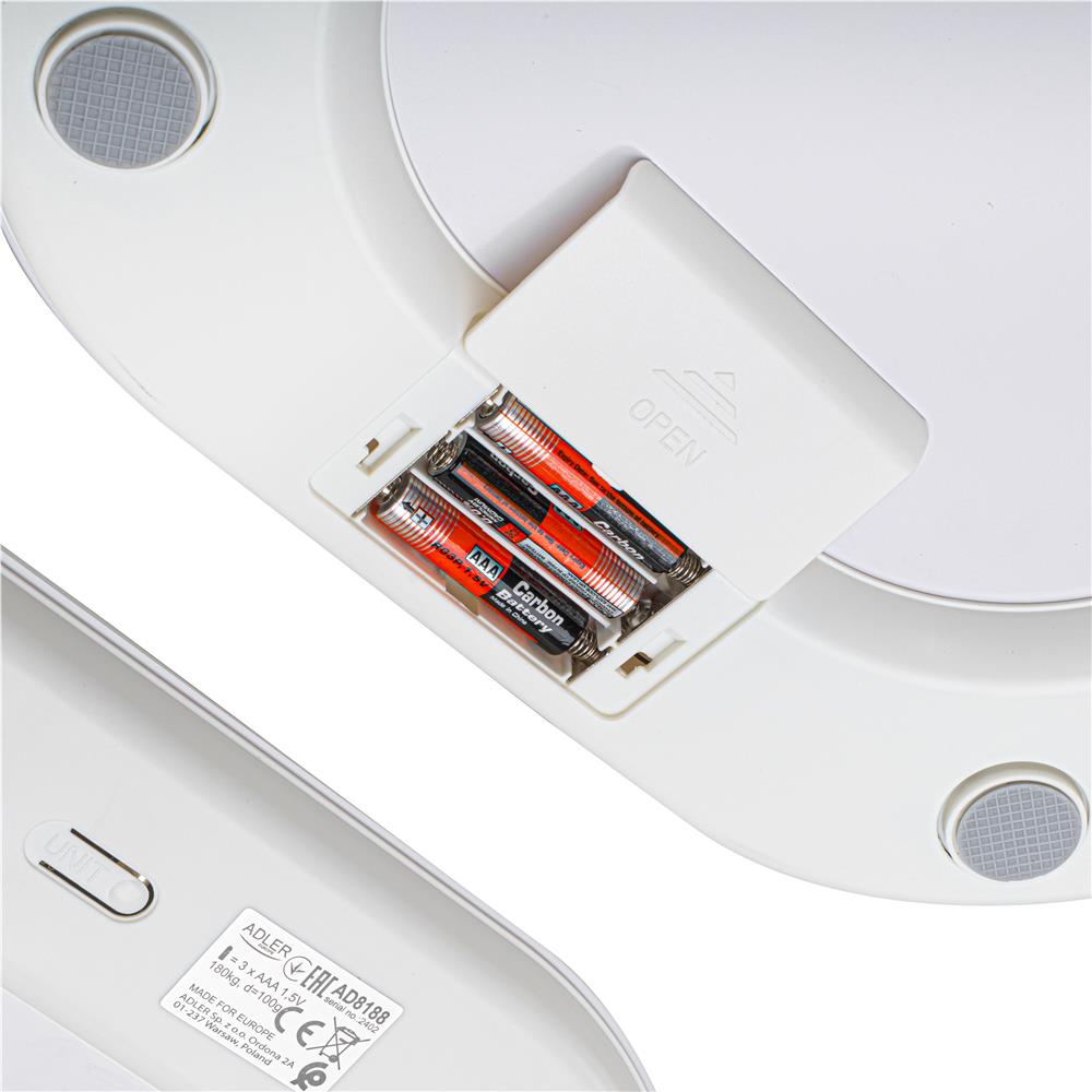 Adler AD 8188 Badezimmerwaage 180 kg digital LED Personenwaage weiß