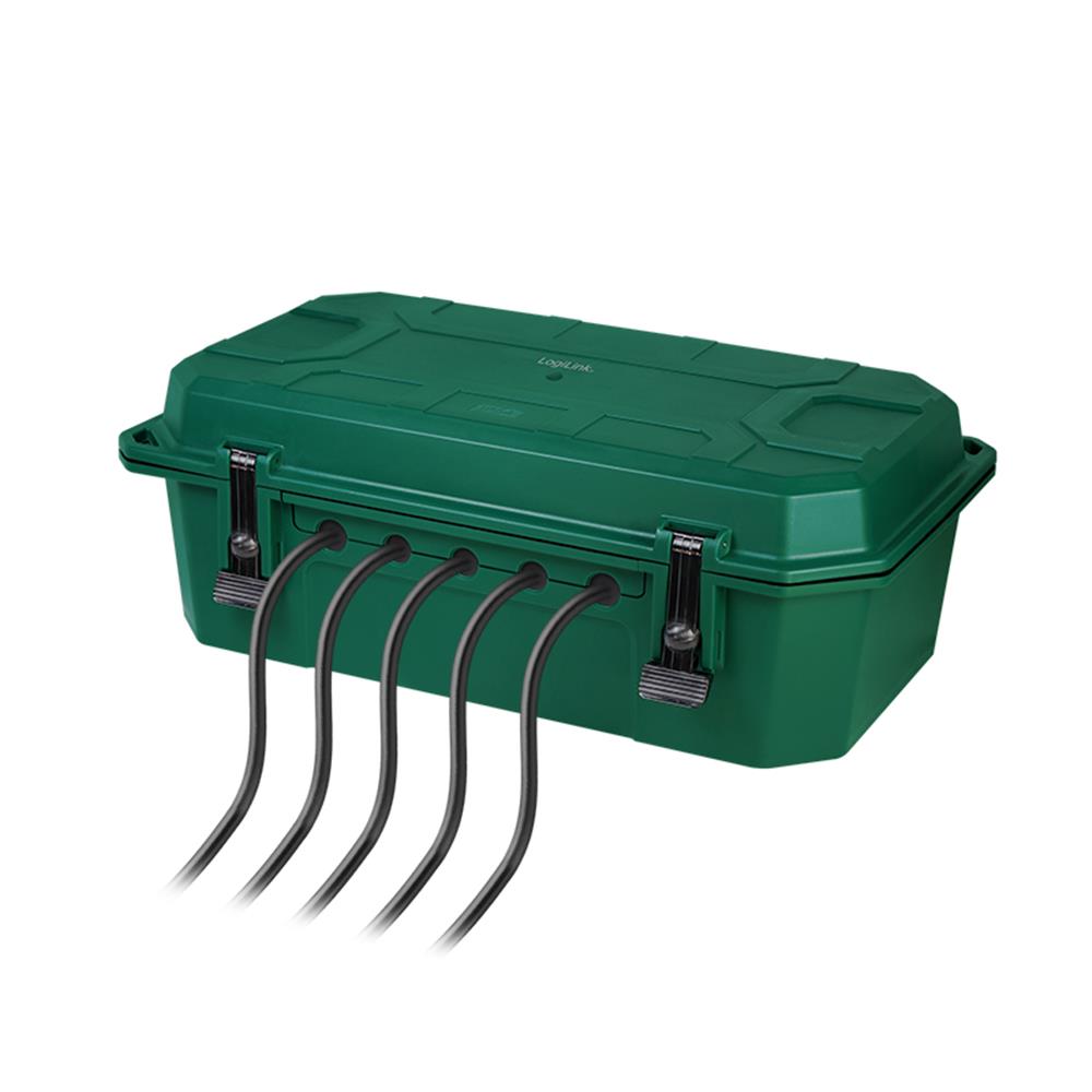 LogiLink Kabel-Schutzbox mit 4-fach Steckdosenleiste, Outdoor, IP54, Grün