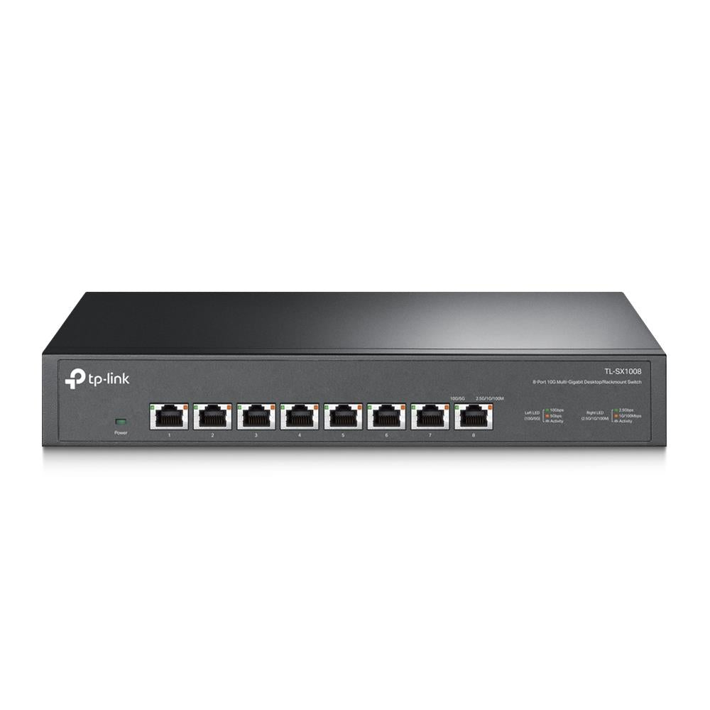 TP-Link TL-SX1008 8-Port 10G Multi-Gigabit Switch – Desktop/Rackmount, 160 Gbps, leiser Lüfter