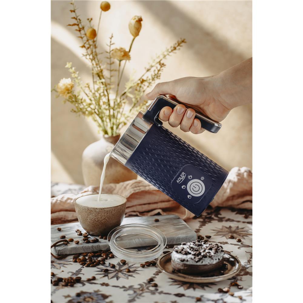Adler AD 4494 Milchaufschäumer elektrisch Dunkelblau für Kaffeespezialitäten