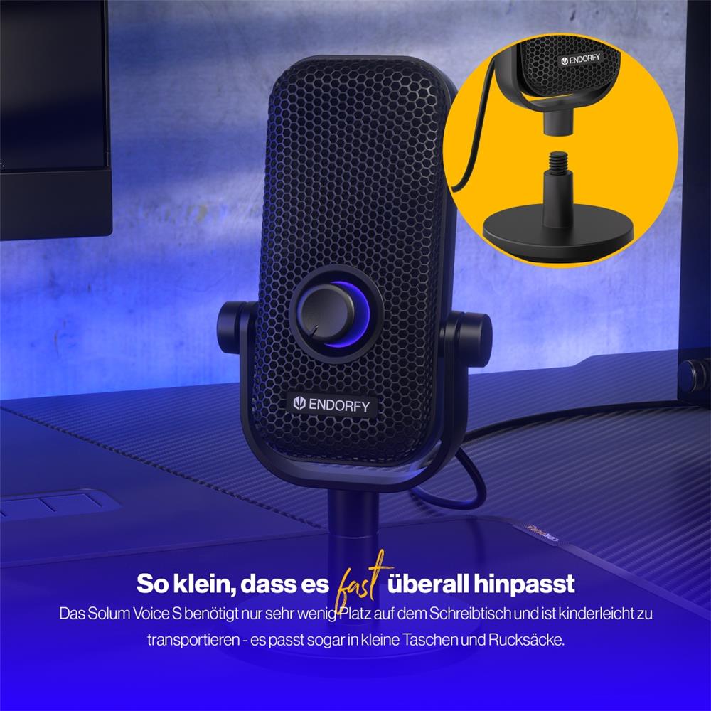 ENDORFY Solum Voice S USB Mikrofon Schwarz mit RGB und Mute Button