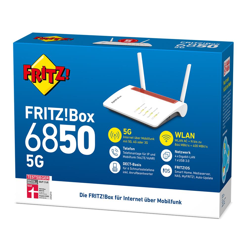 FRITZ!Box 6850 5G – 5G-Router für ultraschnelles mobiles Internet & Smart Home