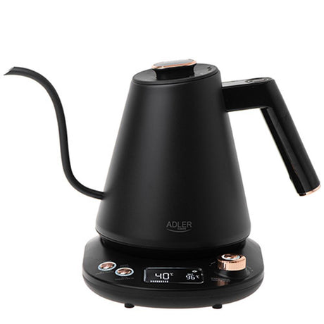 Adler AD 1349 Wasserkocher mit langem Ausguss, 1 Liter, 900 Watt, in Schwarz-Gold