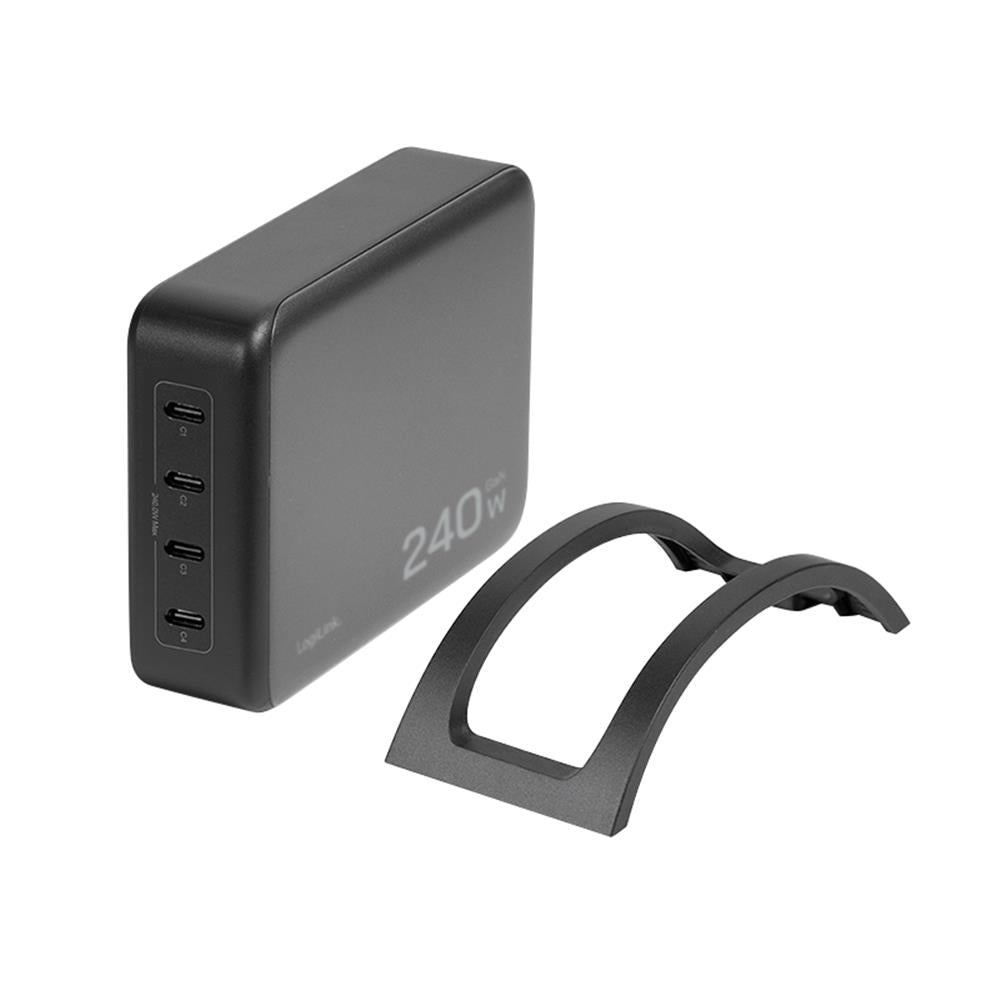 LogiLink 4-fach USB-C Ladegerät – GaN, 240 W, PD 3.1, kompakt, schwarz