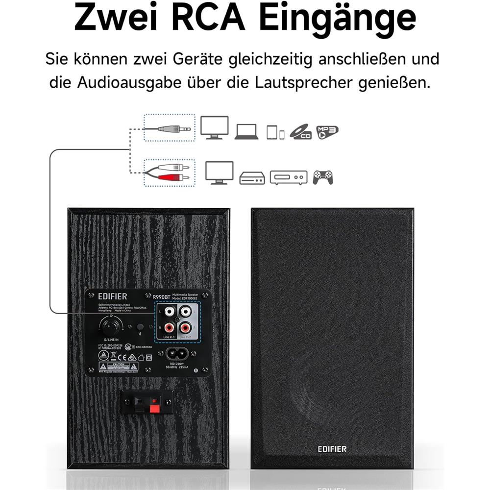 Edifier R990BT kompaktes 2.0 Aktiv-Lautsprechersystem mit Bluetooth 5.4, Schwarz