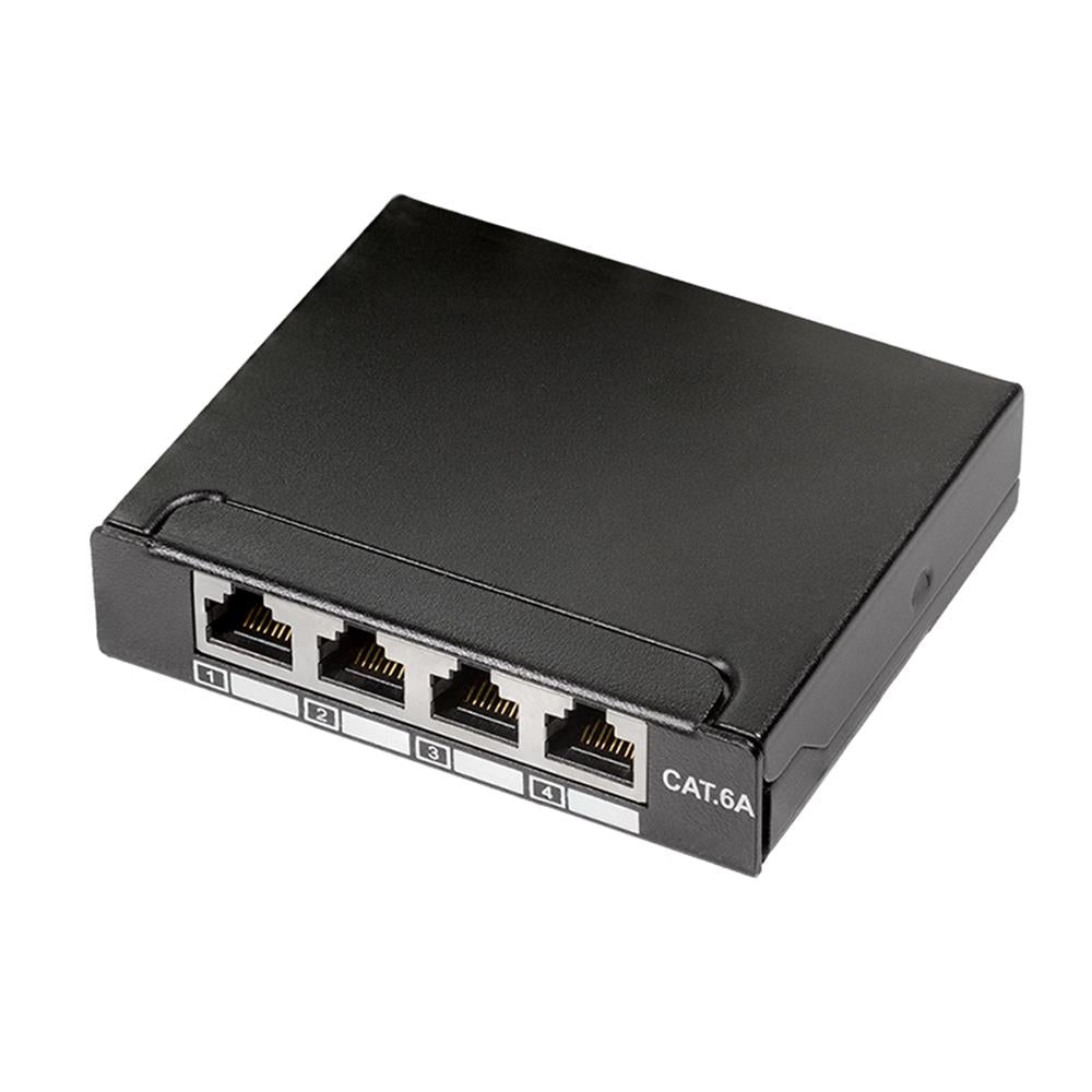 LogiLink Cat.6A Patchpanel – Mini Verteiler, 4 Ports, geschirmt