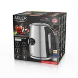 Adler AD 1340 Wasserkocher Edelstahl, 1,7 Liter, 2200 Watt, mit LCD-Display und Temperaturregelung