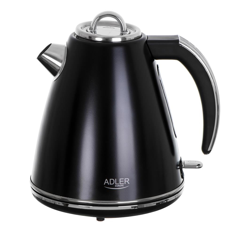 Adler AD 1343 Wasserkocher in Schwarz, 1,5 Liter, 2200 Watt, aus Edelstahl mit Abschaltautomatik